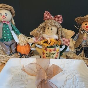 Hallmark Autumn Themed Bisque & Gold Serving Tray